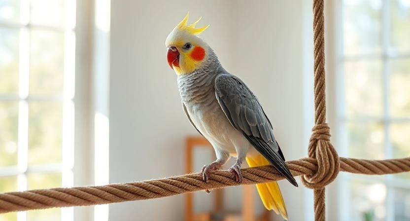 Physical bird enrichment for exercise.
