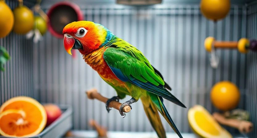 Colorful parrot demonstrating bird health tips