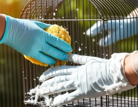 Dirty vs clean bird cage transformation for bird health