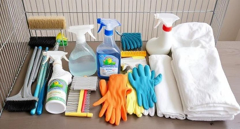 How to Clean a Bird Cage - Essential cleaning supplies