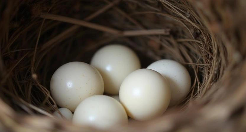 Close-up of bird eggs in a nest – expert bird breeding tips